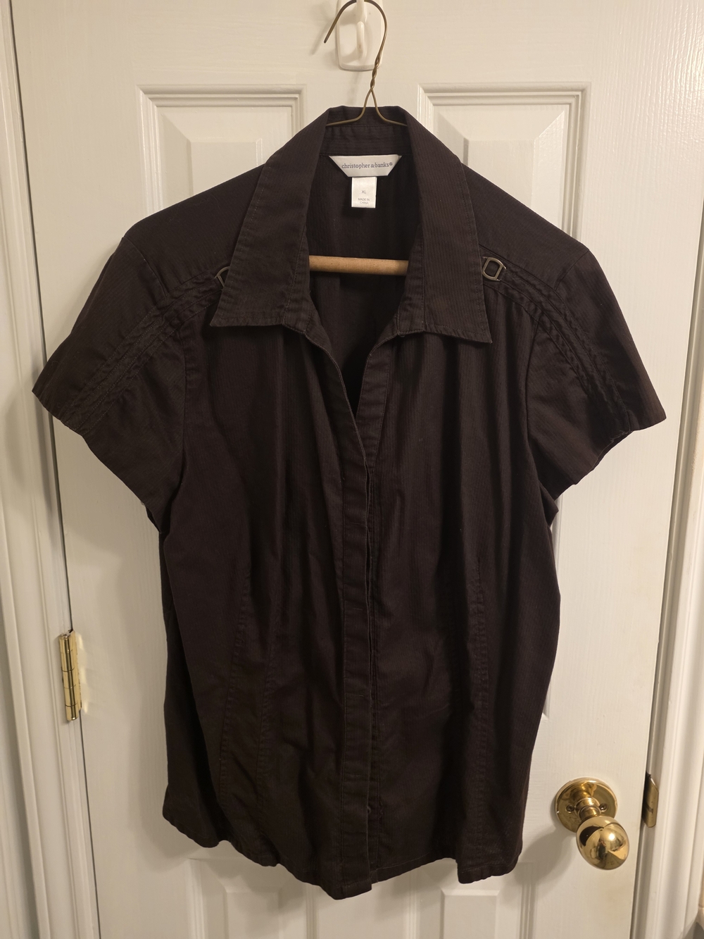 Women’s Brown Short-Sleeve Button Down Shirt Size XL